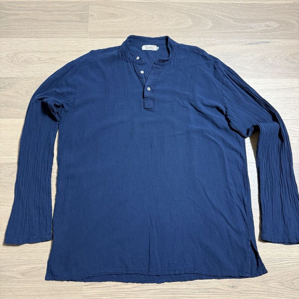 Garras Clothing Shirt Men XL Henley Mock Textured Beach Lightweight Cotton